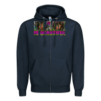 Navy black is beautiful neon Zipper Hoodie - texasbilliewilder
