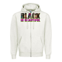 Oatmeal Heather black is beautiful neon Zipper Hoodie - texasbilliewilder