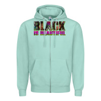 Seafoam black is beautiful neon Zipper Hoodie - texasbilliewilder