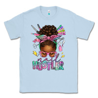 Dusty Blue nail hustler afro messy bun Classic Tee - texasbilliewilder