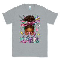 Heather Grey nail hustler afro messy bun Classic Tee - texasbilliewilder