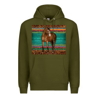 Army Green western horse serape  leather leopard Premium Hoodie - BarkalooDesign