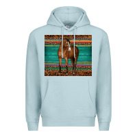 Blue Mist western horse serape  leather leopard Premium Hoodie - BarkalooDesign