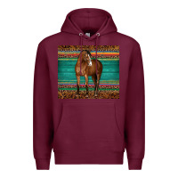 Burgundy western horse serape  leather leopard Premium Hoodie - BarkalooDesign