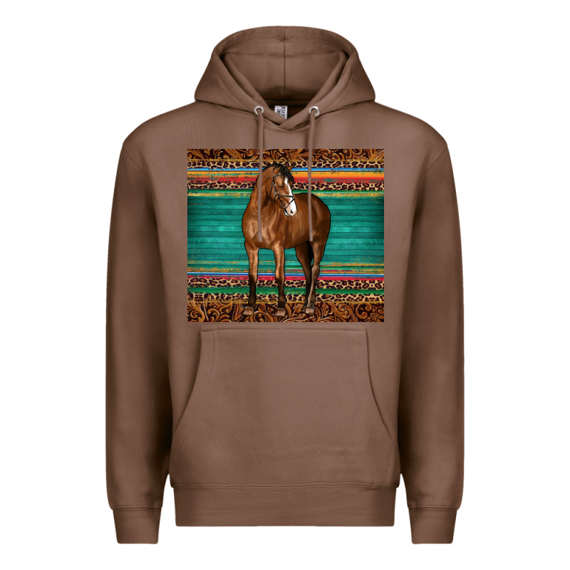 Western Horse Serape  Leather Leopard Premium Hoodie by BarkalooDesign | Teevron