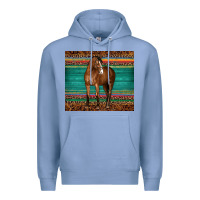 Colony Blue western horse serape  leather leopard Premium Hoodie - BarkalooDesign