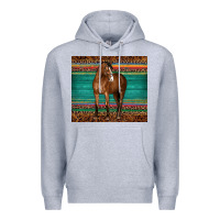 Heather Grey western horse serape  leather leopard Premium Hoodie - BarkalooDesign