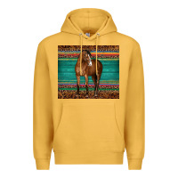 Mustard western horse serape  leather leopard Premium Hoodie - BarkalooDesign