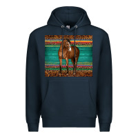 Navy western horse serape  leather leopard Premium Hoodie - BarkalooDesign