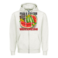 Oatmeal Heather farm fresh watermelon Zipper Hoodie - Zillion Design Studio