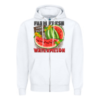 White farm fresh watermelon Zipper Hoodie - Zillion Design Studio
