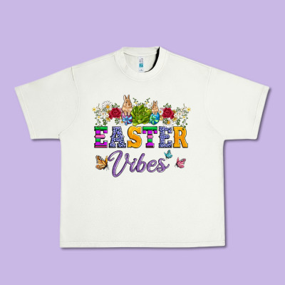 Easter Vibes And Butterfly With Bunny And Flowers Urban Heavy Tee Designed By Artiststas