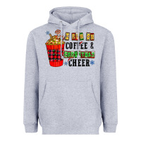 Heather Grey I Run On Coffee & Christmas Cheer Heavyweight Hoodie - CowhideDigitalArt