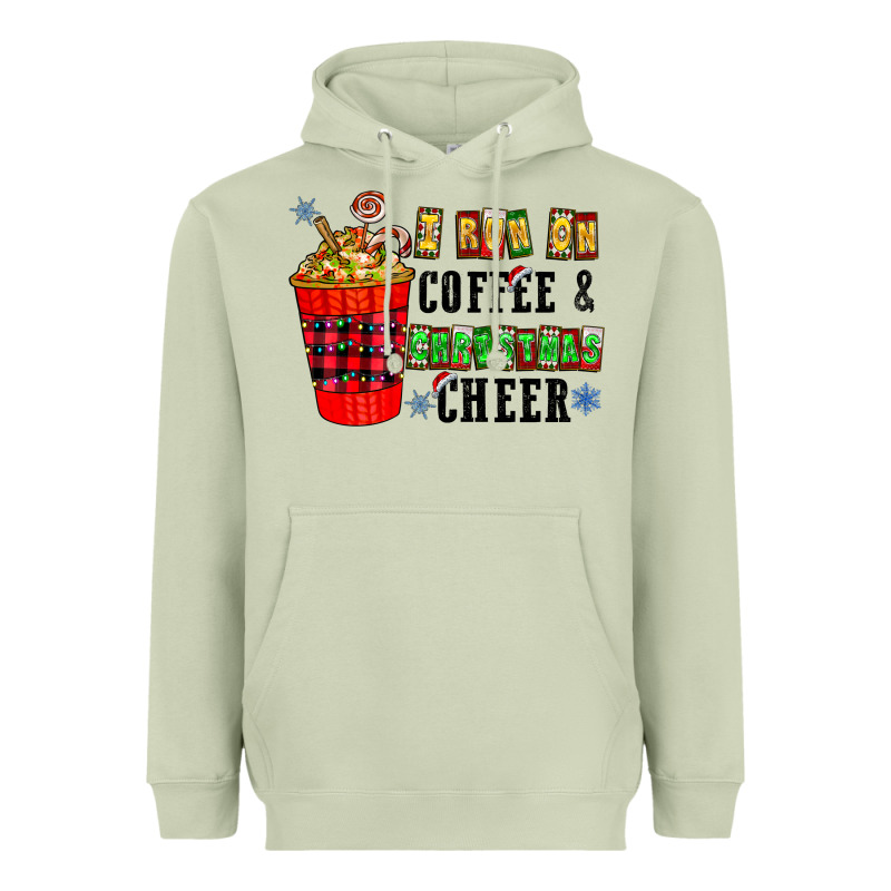 I Run On Coffee & Christmas Cheer Heavyweight Hoodie by CowhideDigitalArt | Teevron