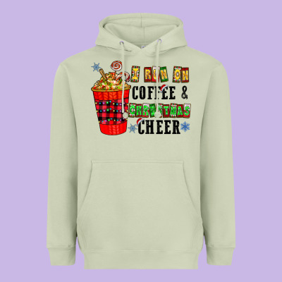 I Run On Coffee & Christmas Cheer Heavyweight Hoodie Designed By Cowhidedigitalart