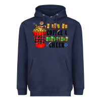 Navy I Run On Coffee & Christmas Cheer Heavyweight Hoodie - CowhideDigitalArt