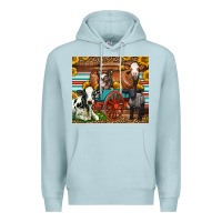 Blue Mist Farm Animals On An Old Wagon Premium Hoodie - LillyAllenDesigns