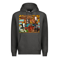 Charcoal Heather Farm Animals On An Old Wagon Premium Hoodie - LillyAllenDesigns