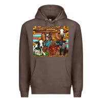 Coffee Farm Animals On An Old Wagon Premium Hoodie - LillyAllenDesigns