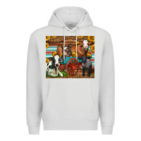 Dove Grey Farm Animals On An Old Wagon Premium Hoodie - LillyAllenDesigns
