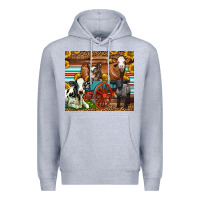 Heather Grey Farm Animals On An Old Wagon Premium Hoodie - LillyAllenDesigns