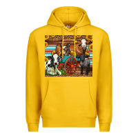 Lemon Farm Animals On An Old Wagon Premium Hoodie - LillyAllenDesigns