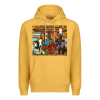 Mustard Farm Animals On An Old Wagon Premium Hoodie - LillyAllenDesigns