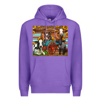 Purple Farm Animals On An Old Wagon Premium Hoodie - LillyAllenDesigns