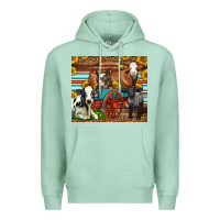 Seafoam Farm Animals On An Old Wagon Premium Hoodie - LillyAllenDesigns