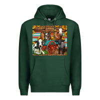 Sports Green Farm Animals On An Old Wagon Premium Hoodie - LillyAllenDesigns
