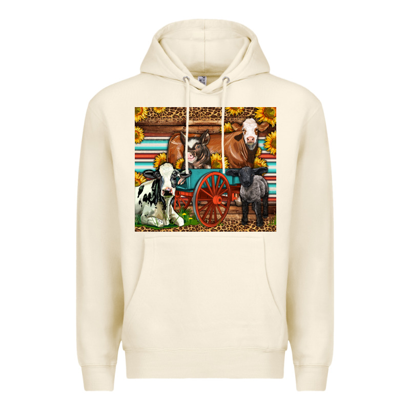 Farm Animals On An Old Wagon Premium Hoodie by LillyAllenDesigns | Teevron