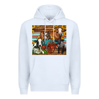 White Farm Animals On An Old Wagon Premium Hoodie - LillyAllenDesigns