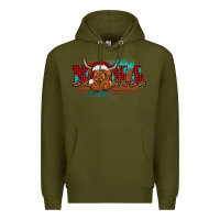 Army Green christmas nana highland cow Premium Hoodie - BarkalooDesign