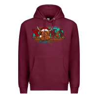Burgundy christmas nana highland cow Premium Hoodie - BarkalooDesign