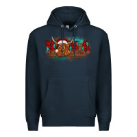 Navy christmas nana highland cow Premium Hoodie - BarkalooDesign