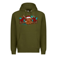 Army Green christmas mom highland cow Premium Hoodie - BarkalooDesign