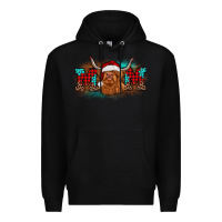 Black christmas mom highland cow Premium Hoodie - BarkalooDesign