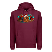 Burgundy christmas mom highland cow Premium Hoodie - BarkalooDesign