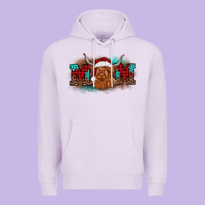 Christmas Mom Highland Cow Premium Hoodie Designed By Barkaloodesign