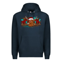 Navy christmas mom highland cow Premium Hoodie - BarkalooDesign