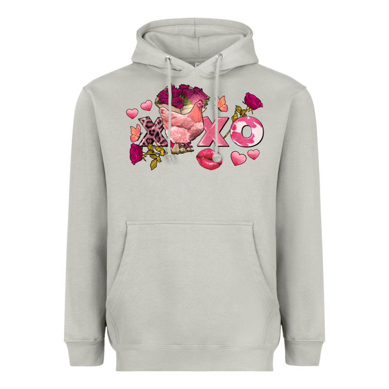 Chicken Valentine's Day Xoxo Heavyweight Hoodie by FaDigitalArtStudio | Teevron