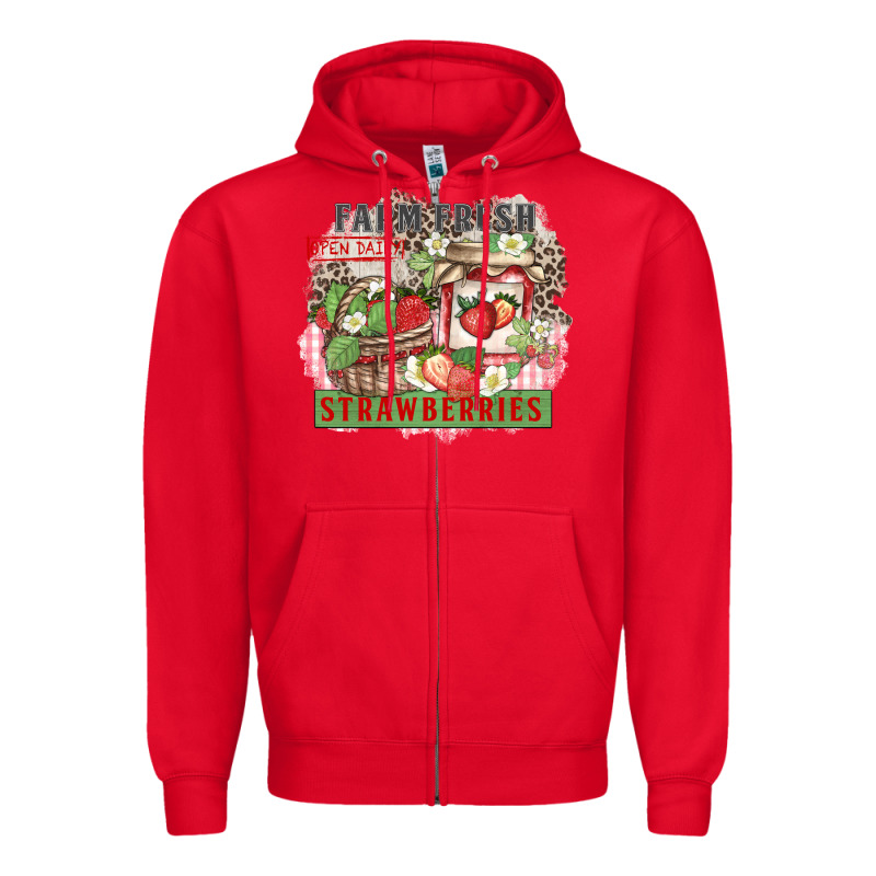 Farm Fresh Strawberries Zipper Hoodie by Zillion Design Studio | Teevron