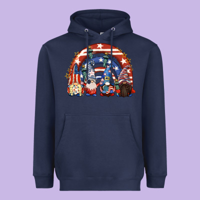 4th Of July Rainbow With Gnomes Heavyweight Hoodie Designed By Cowgirlartshop