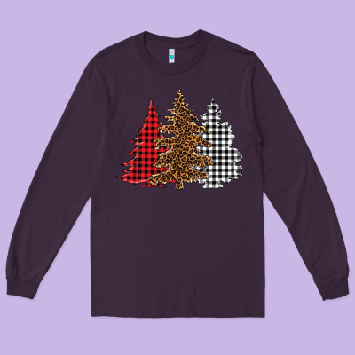 Christmas Trees Long Sleeve Tee Designed By Barkaloodesign