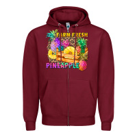 Burgundy farm fresh pineapple Zipper Hoodie - Zillion Design Studio
