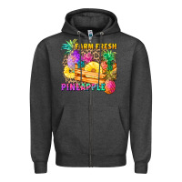 Charcoal Heather farm fresh pineapple Zipper Hoodie - Zillion Design Studio