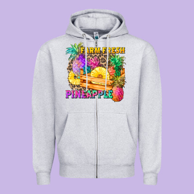 Farm Fresh Pineapple Zipper Hoodie Designed By Zillion Design Studio
