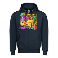 Navy farm fresh pineapple Zipper Hoodie - Zillion Design Studio