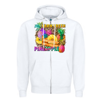 White farm fresh pineapple Zipper Hoodie - Zillion Design Studio