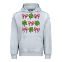 Heather Grey coquette bow clover st. patrick's day Urban Hoodie - MaliasSmallBusiness